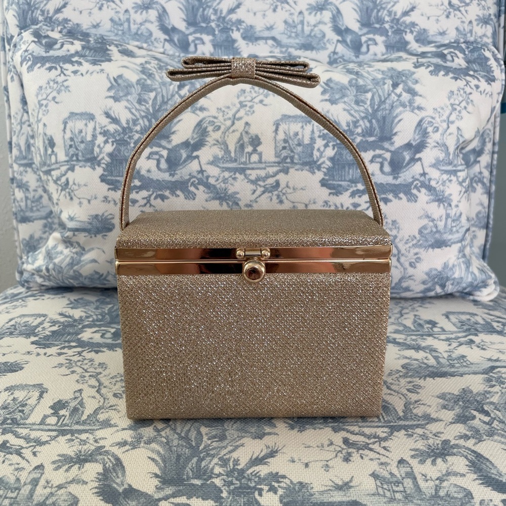 Shimmering Gold Bow Clutch